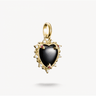 Charm Pendant Black Vintage Heart with Stones Connect Gold-Plated