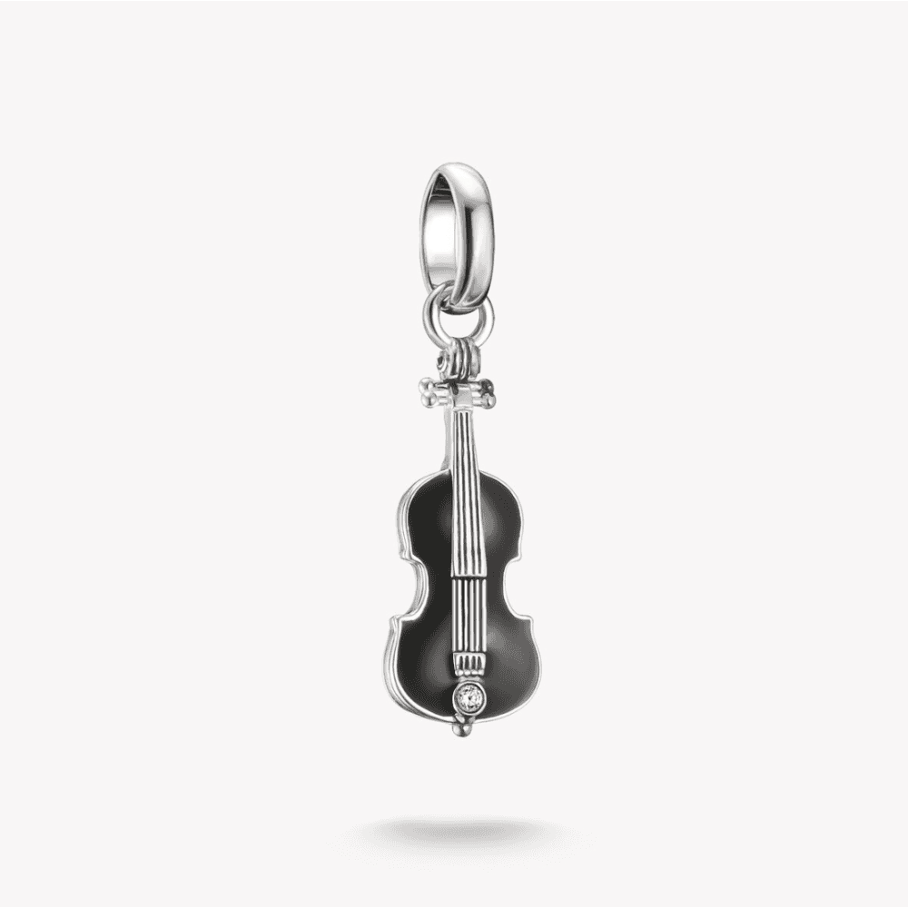 Silver Charm Pendant Cello Wednesday Zirconia Connect