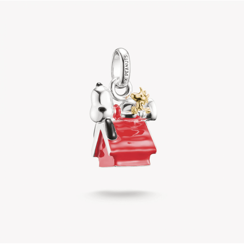 18k Gold Plated Charm Pendant Snoopy & Woodstock Doghouse PEANUTS Connect
