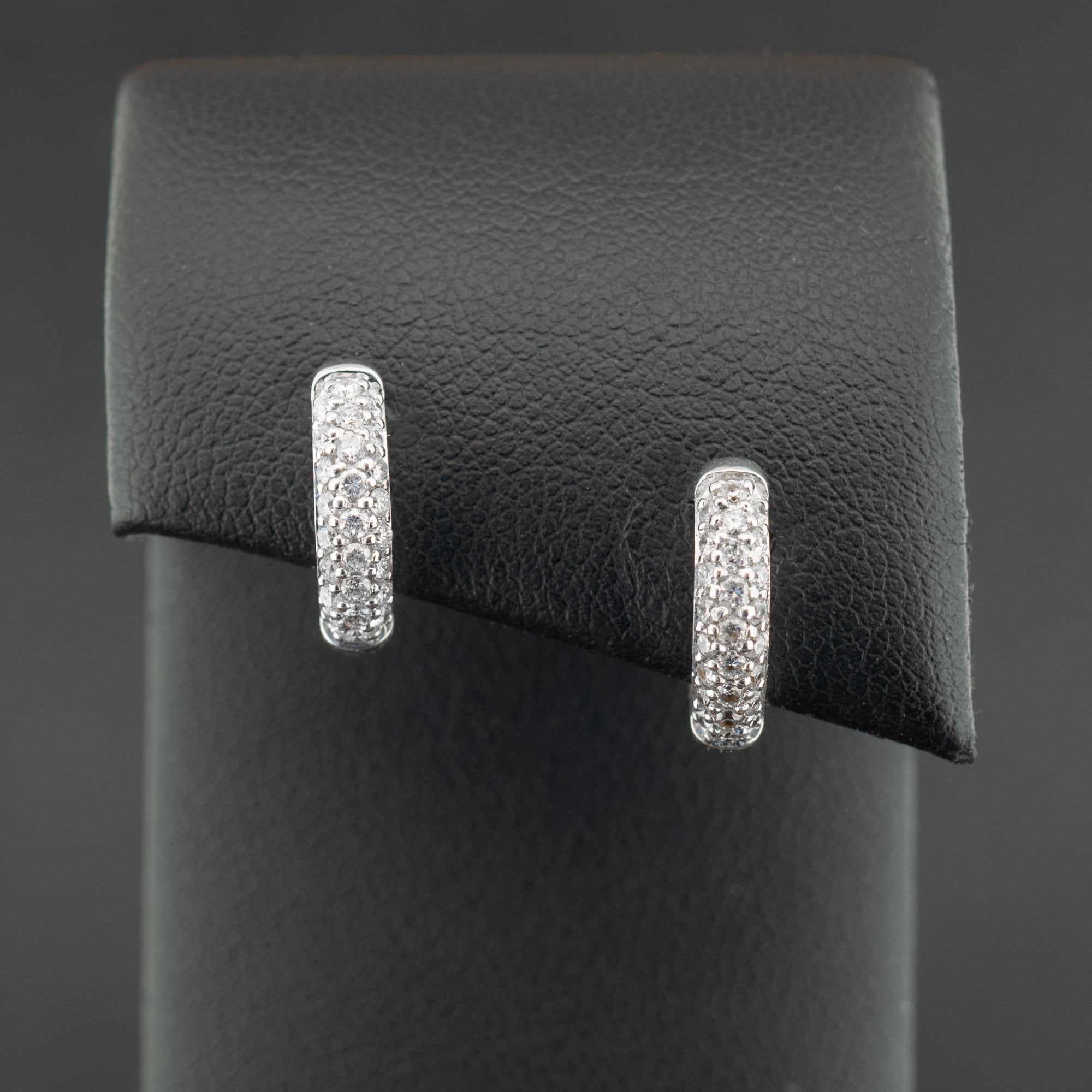 18ct White Gold Diamond Hoop Earrings 3.9g