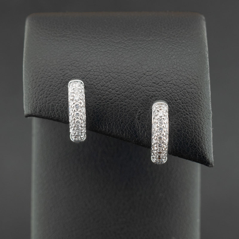 18ct White Gold Diamond Hoop Earrings 3.9g