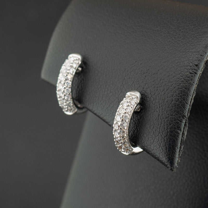 18ct White Gold Diamond Hoop Earrings 3.9g