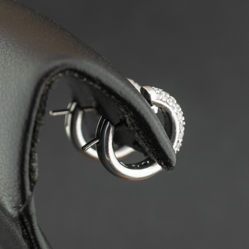 18ct White Gold Diamond Hoop Earrings 3.9g