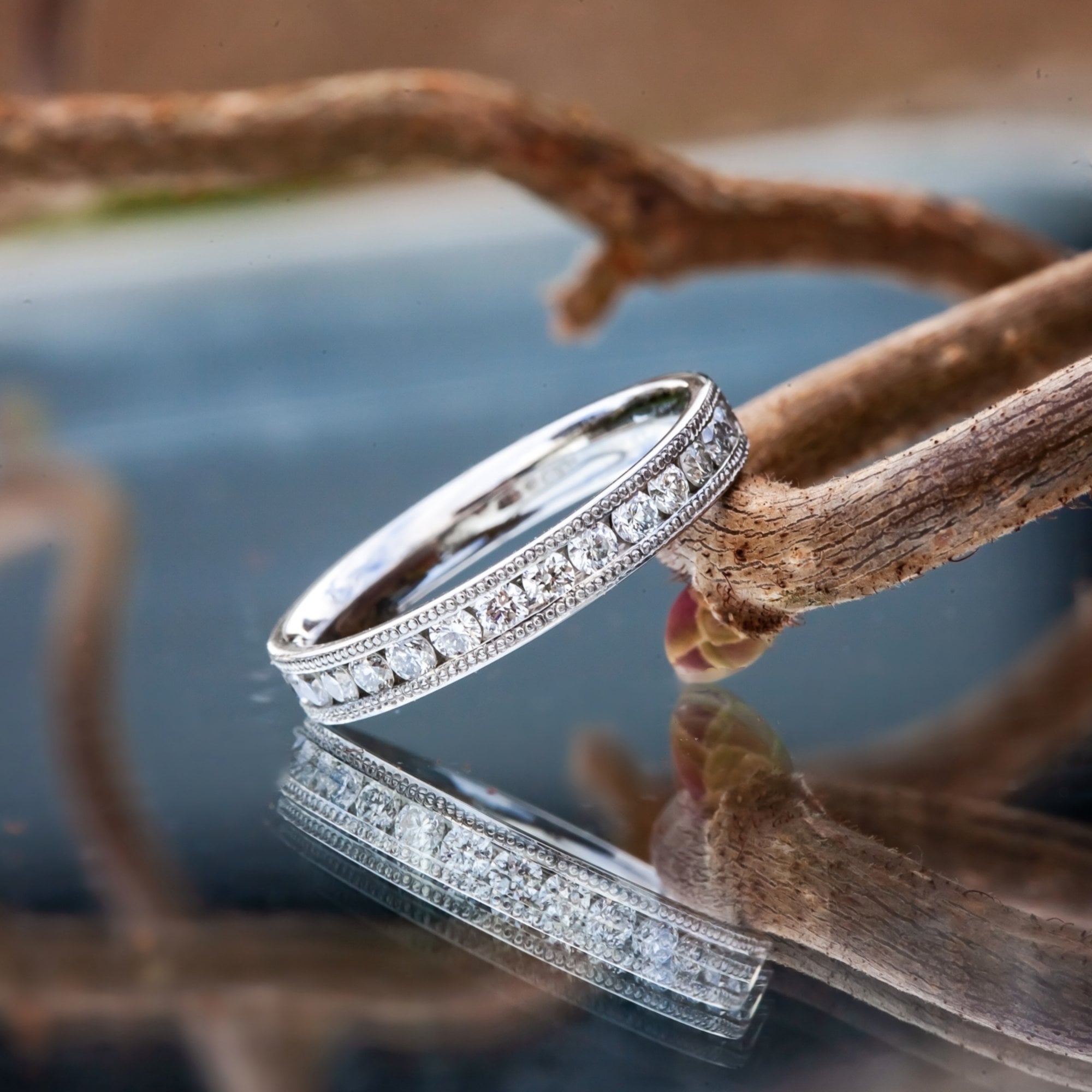 Platinum Approx. 0.26ct Double Channel Set Diamond Ring Size L