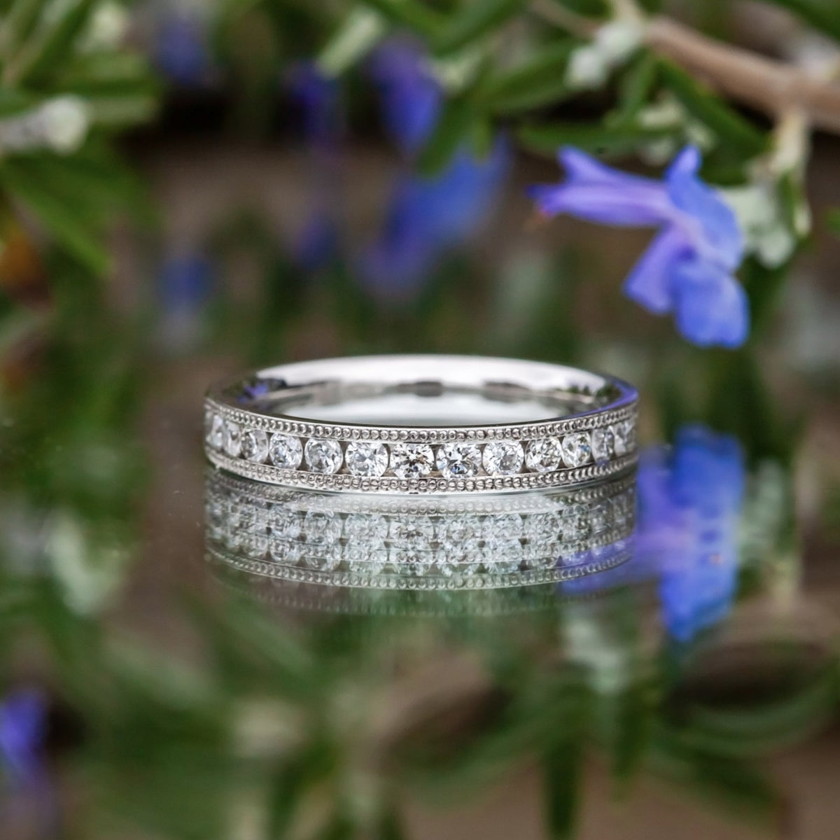 Platinum Approx. 0.26ct Double Channel Set Diamond Ring Size L