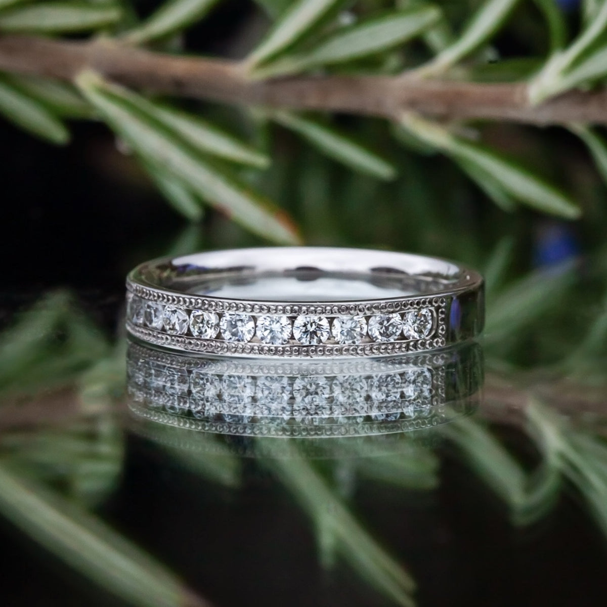 Platinum Approx. 0.26ct Double Channel Set Diamond Ring Size L