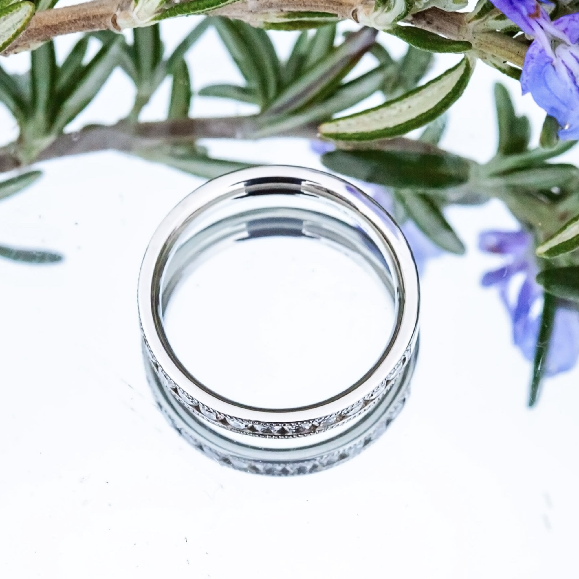Platinum Approx. 0.26ct Double Channel Set Diamond Ring Size L