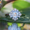 Platinum 1.36ct Old Cut Kozibe effect Diamond Cluster Ring