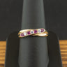 9ct Yellow Gold Red Stone and Cubic Zirconia Ring Size Q 2.8g
