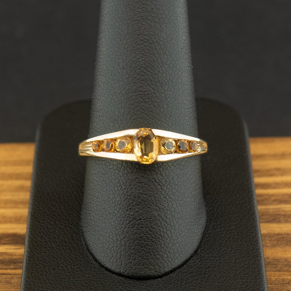 9ct Yellow Gold Citrine Ring Size S 2.4g