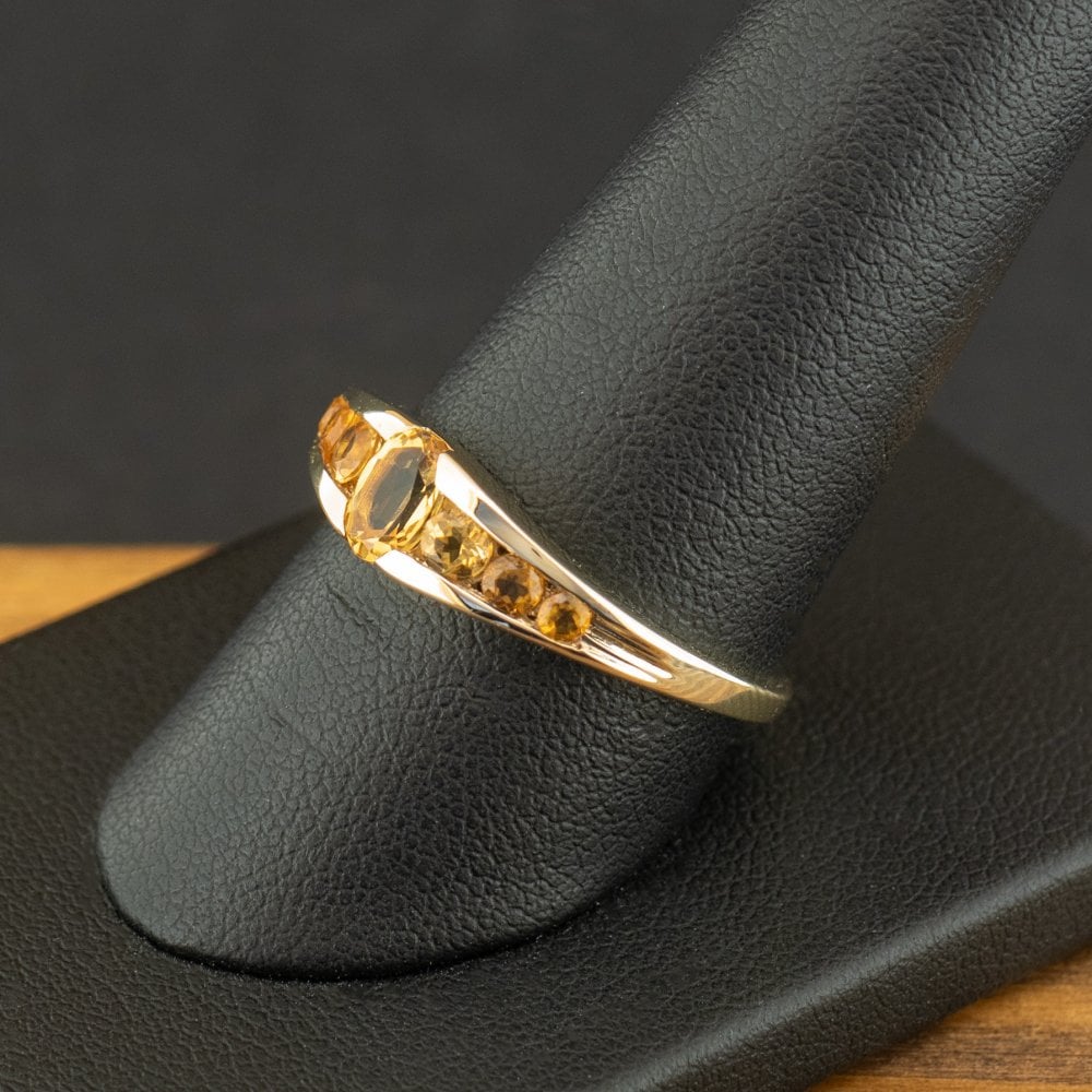 9ct Yellow Gold Citrine Ring Size S 2.4g