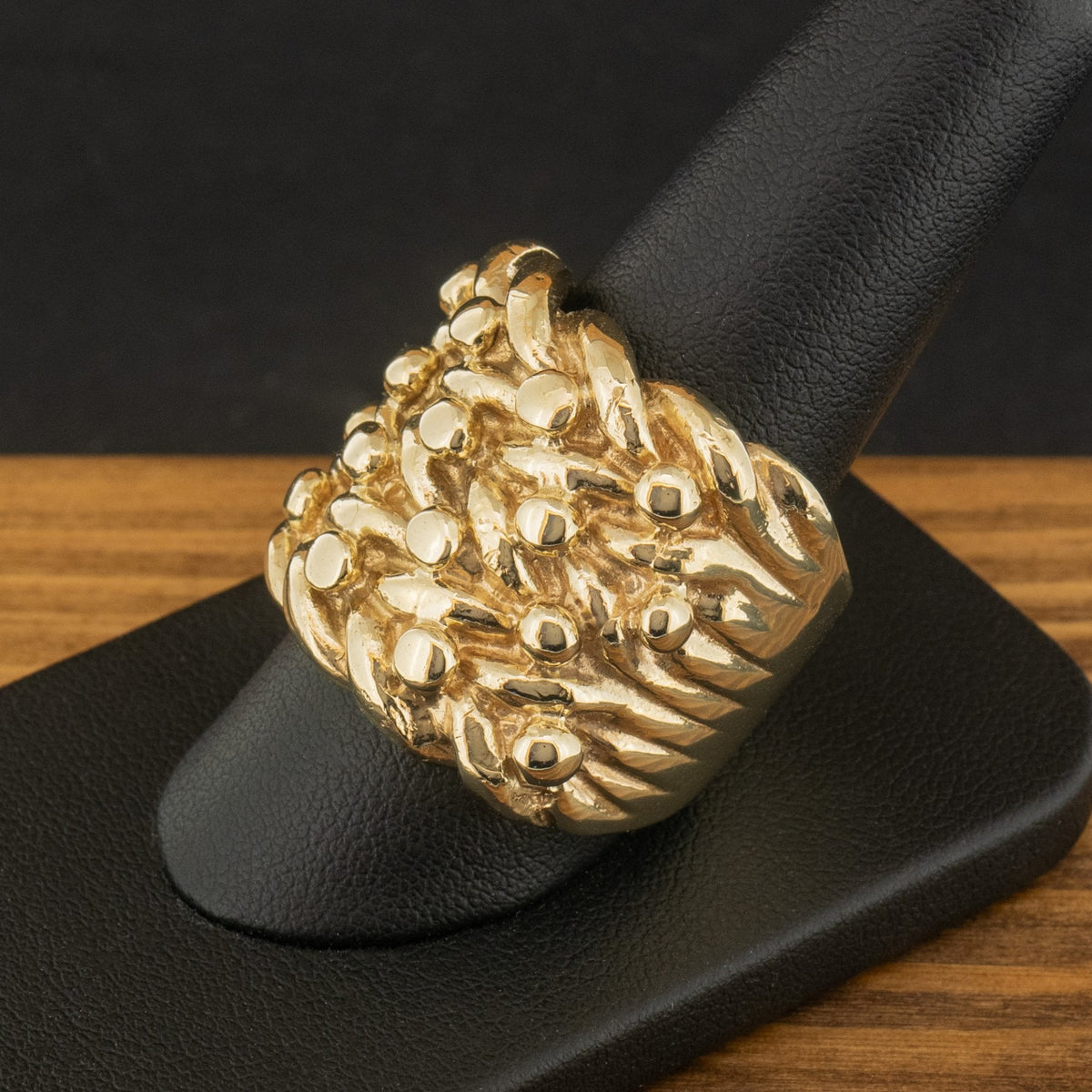 9ct Yellow Gold 4 Row Heavy Keeper Ring Size U 32.2g