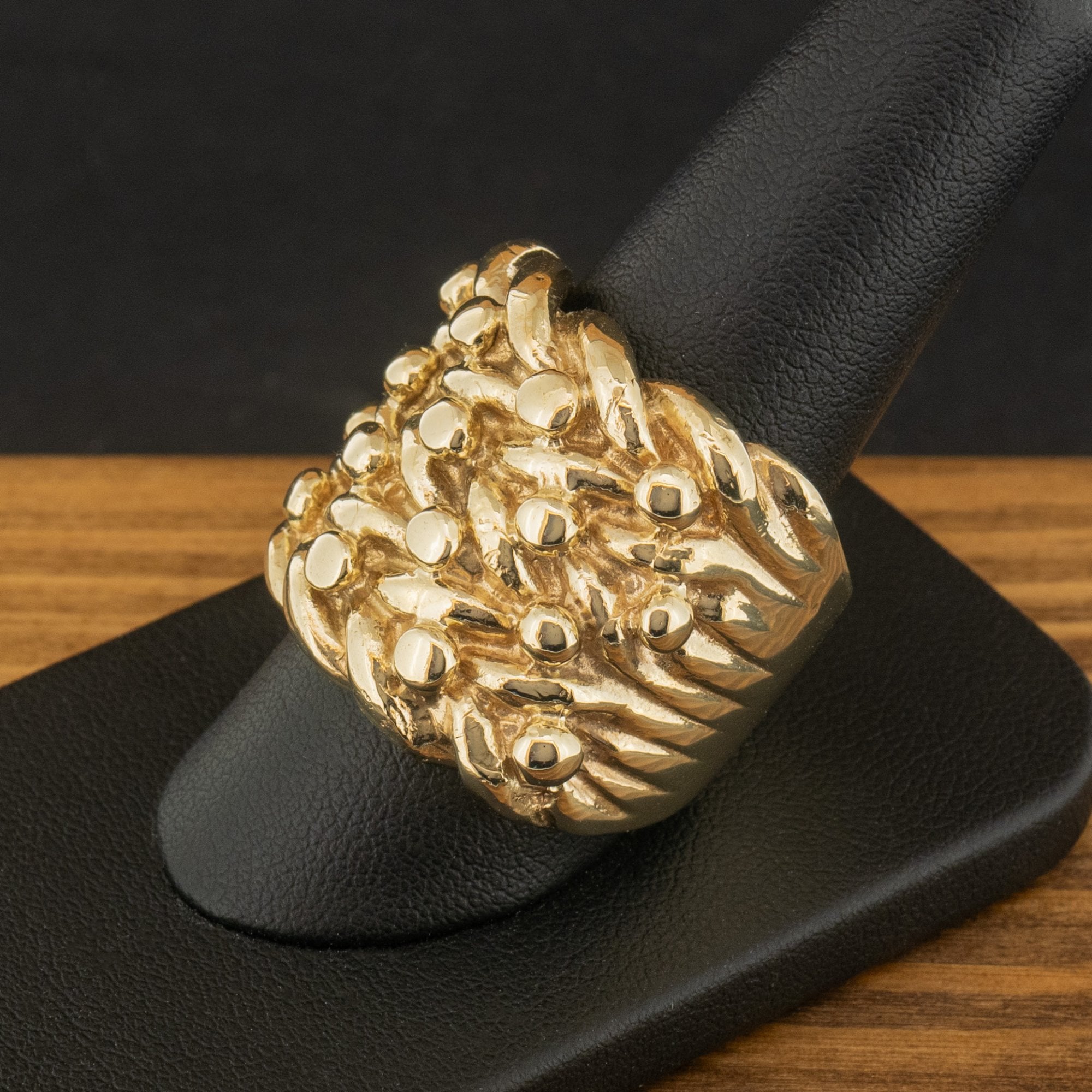 9ct Yellow Gold 4 Row Heavy Keeper Ring Size U 32.2g