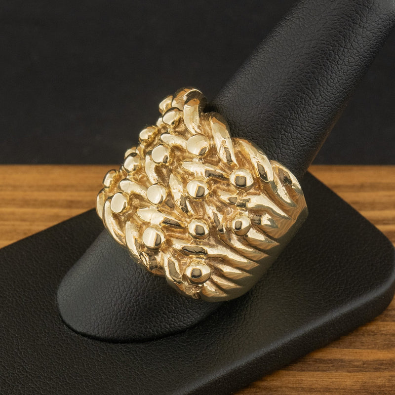 9ct Yellow Gold 4 Row Heavy Keeper Ring Size U 32.2g
