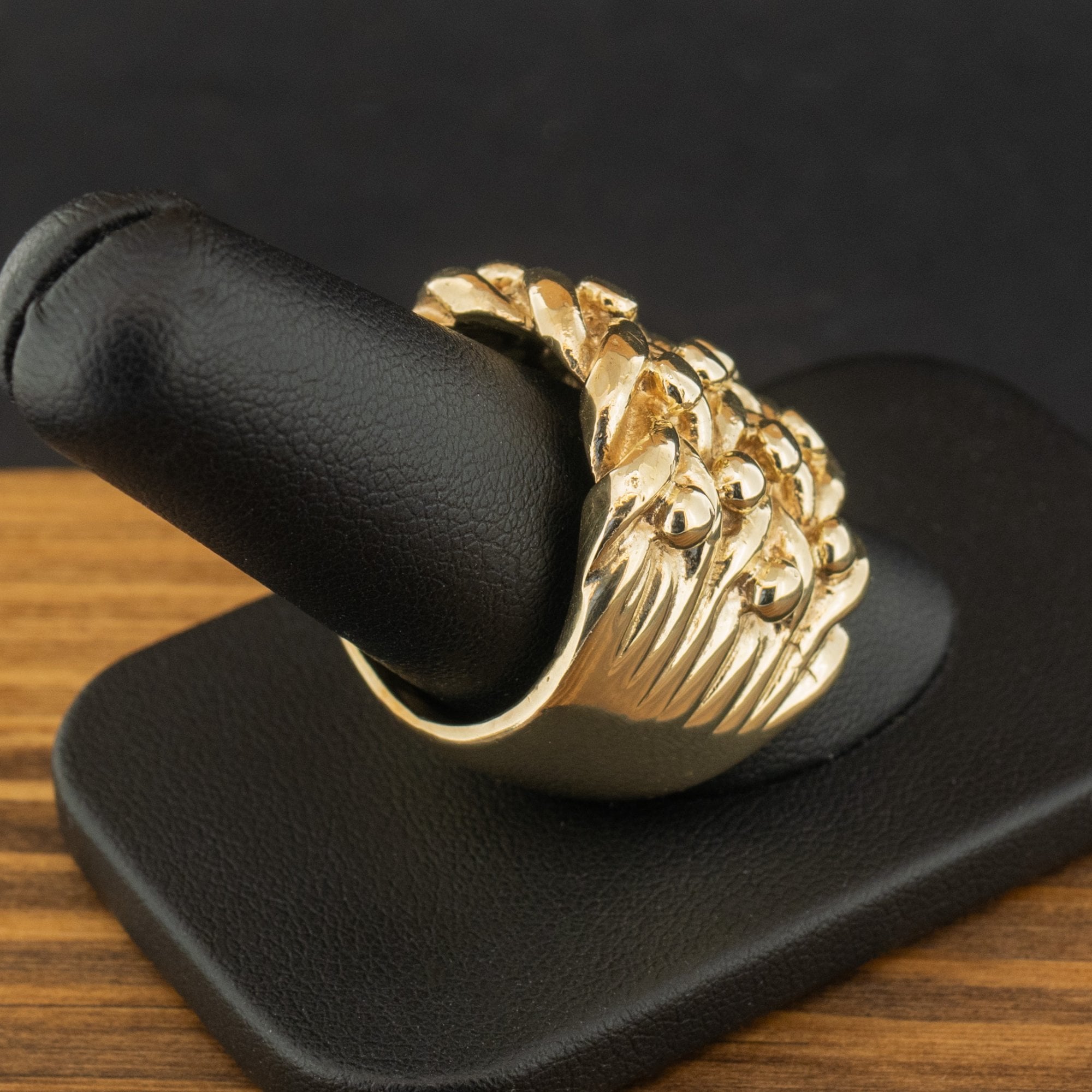 9ct Yellow Gold 4 Row Heavy Keeper Ring Size U 32.2g