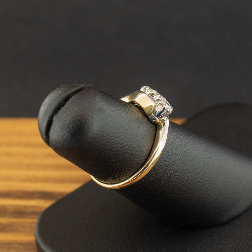 18ct Yellow Gold and Platinum Diamond Trilogy Ring Size K 2.6g
