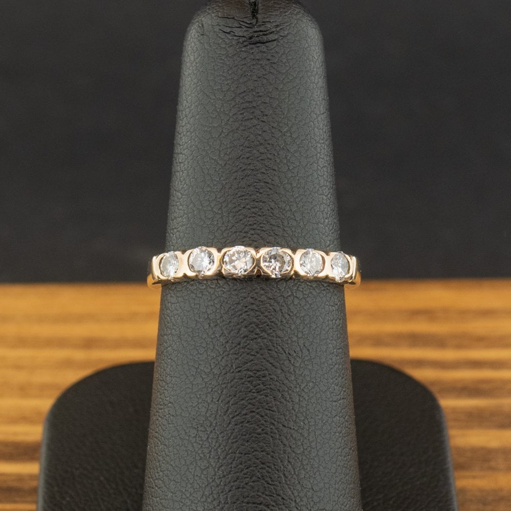 9ct Yellow Gold 6 Stone Diamond Ring Size K 1/2 1.9g