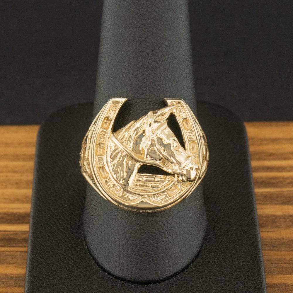 9ct Yellow Gold Horse Shoe Ring Size U 8.7g