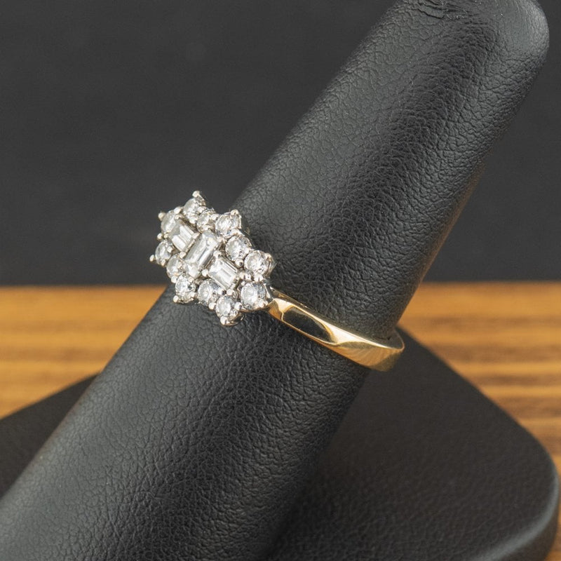 18ct Yellow Gold 0.65ct Diamond Cluster Ring Size N 4.1g
