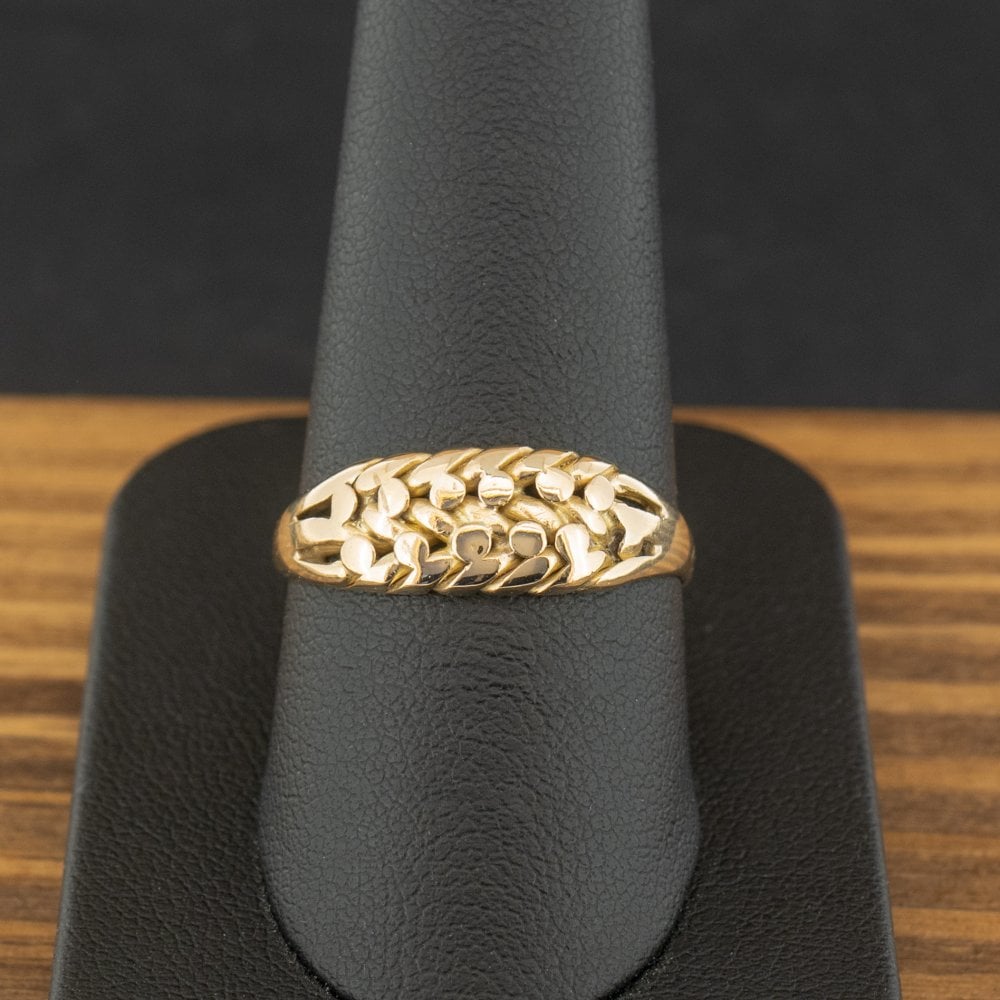 18ct Yellow Gold 2 Row Keeper Ring Size S 3.5g