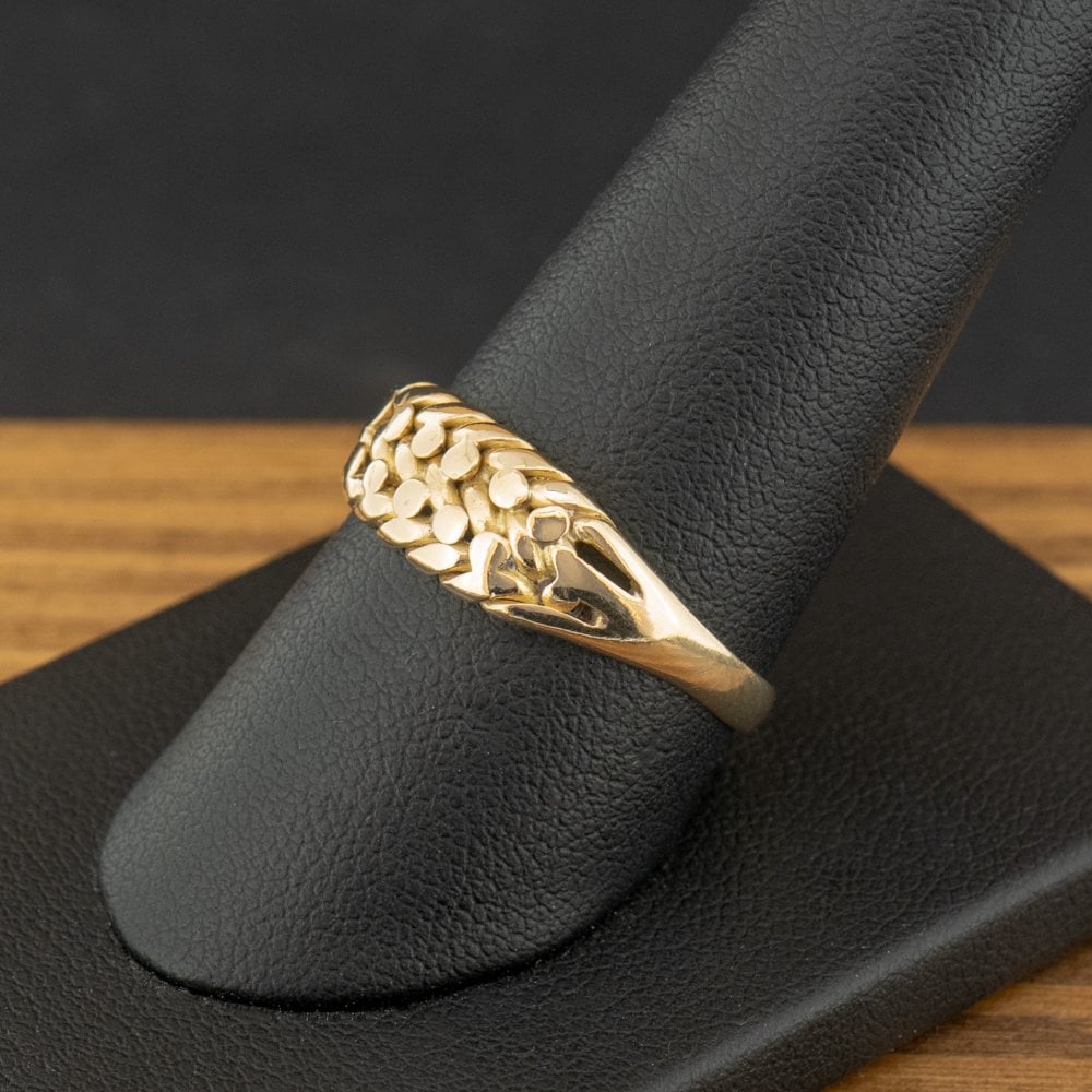 18ct Yellow Gold 2 Row Keeper Ring Size S 3.5g