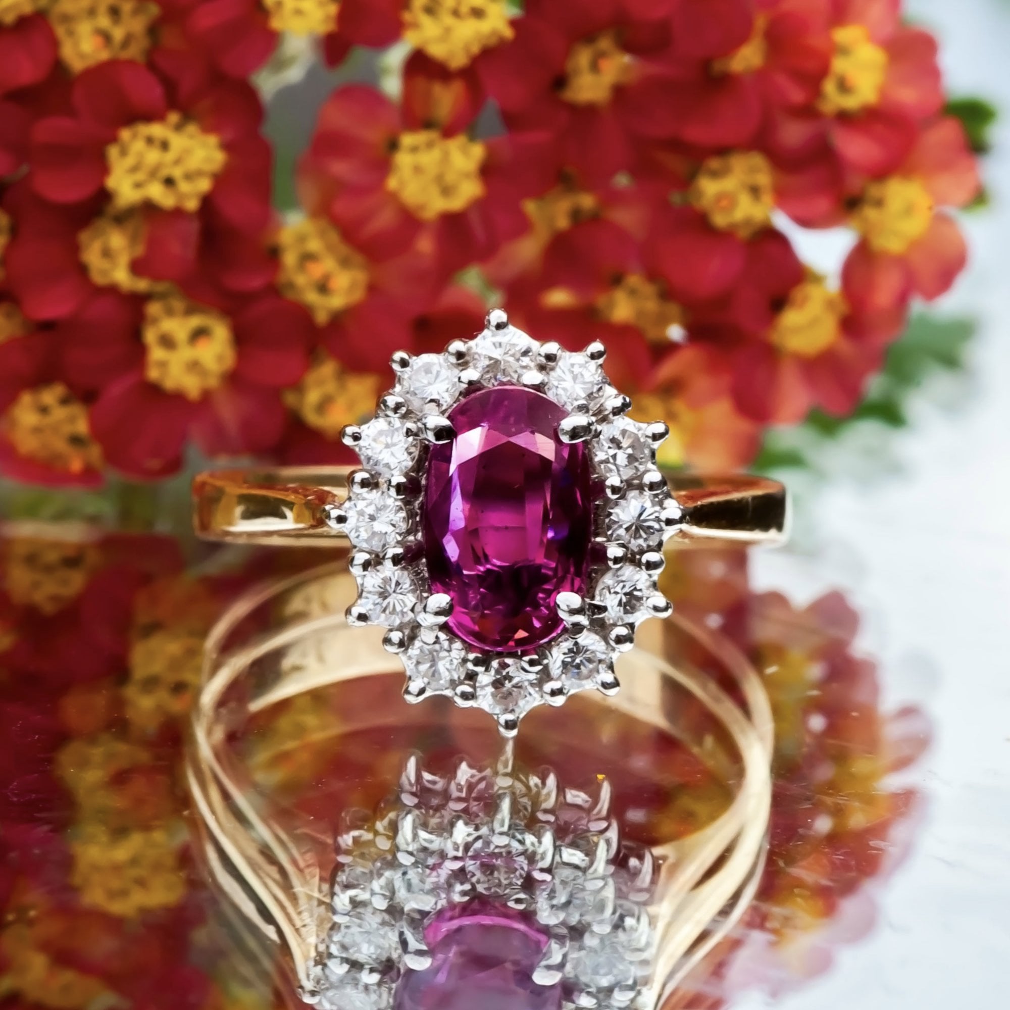 18ct Yellow Gold 0.75ct Ruby and 0.36ct Diamond Ring Size K 1/2 3.6g
