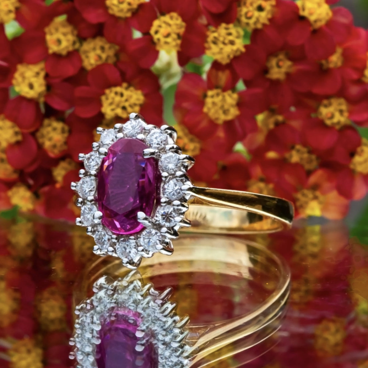 18ct Yellow Gold 0.75ct Ruby and 0.36ct Diamond Ring Size K 1/2 3.6g