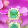 18ct Yellow Gold 3.26ct Emerald & 0.8ct Diamond Cluster Ring Size L 5.8g