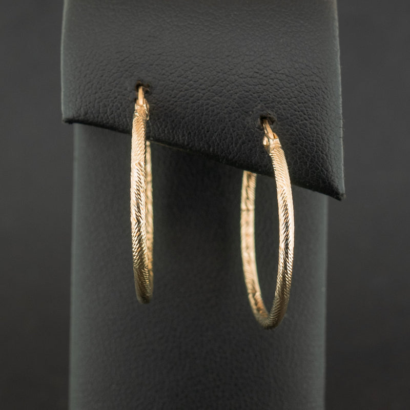 9ct Yellow Gold 28mm Diamond Cut Hoop Earrings 2.7g