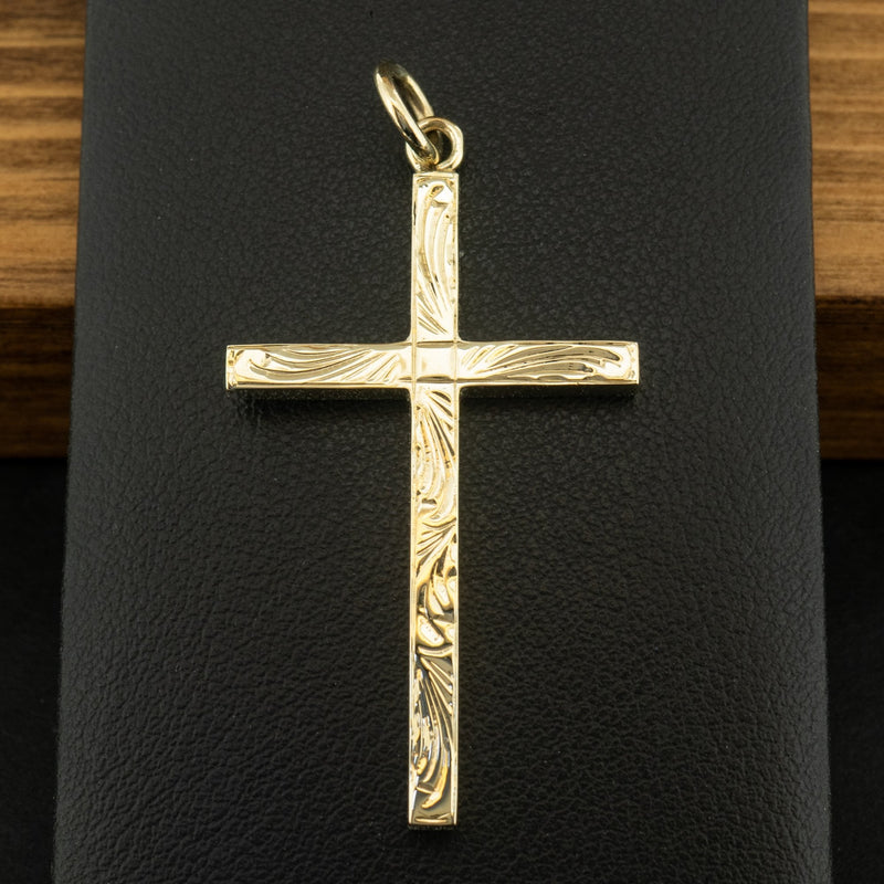 9ct Yellow Gold Patterned Cross Pendant 5.6g