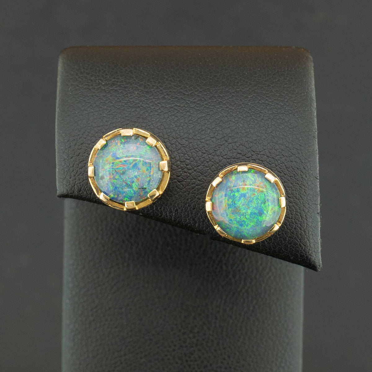 9ct Yellow Gold Opal Doublet Stud Earrings 5.3g