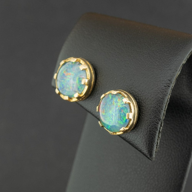 9ct Yellow Gold Opal Doublet Stud Earrings 5.3g