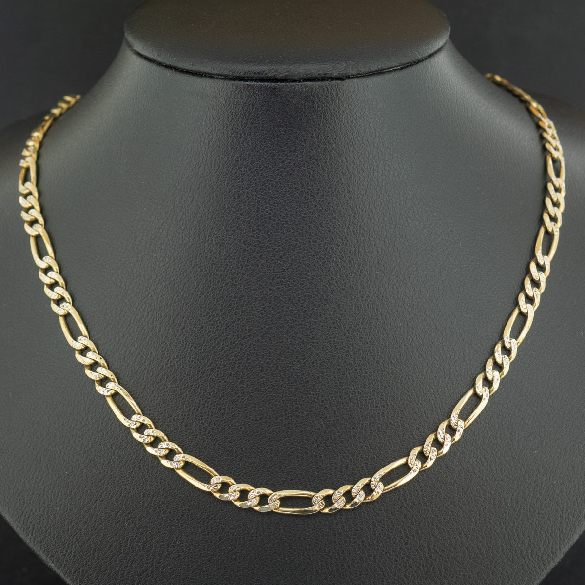 9ct Yellow Gold Patterned 22 Inch Figaro Chain Necklace 15g