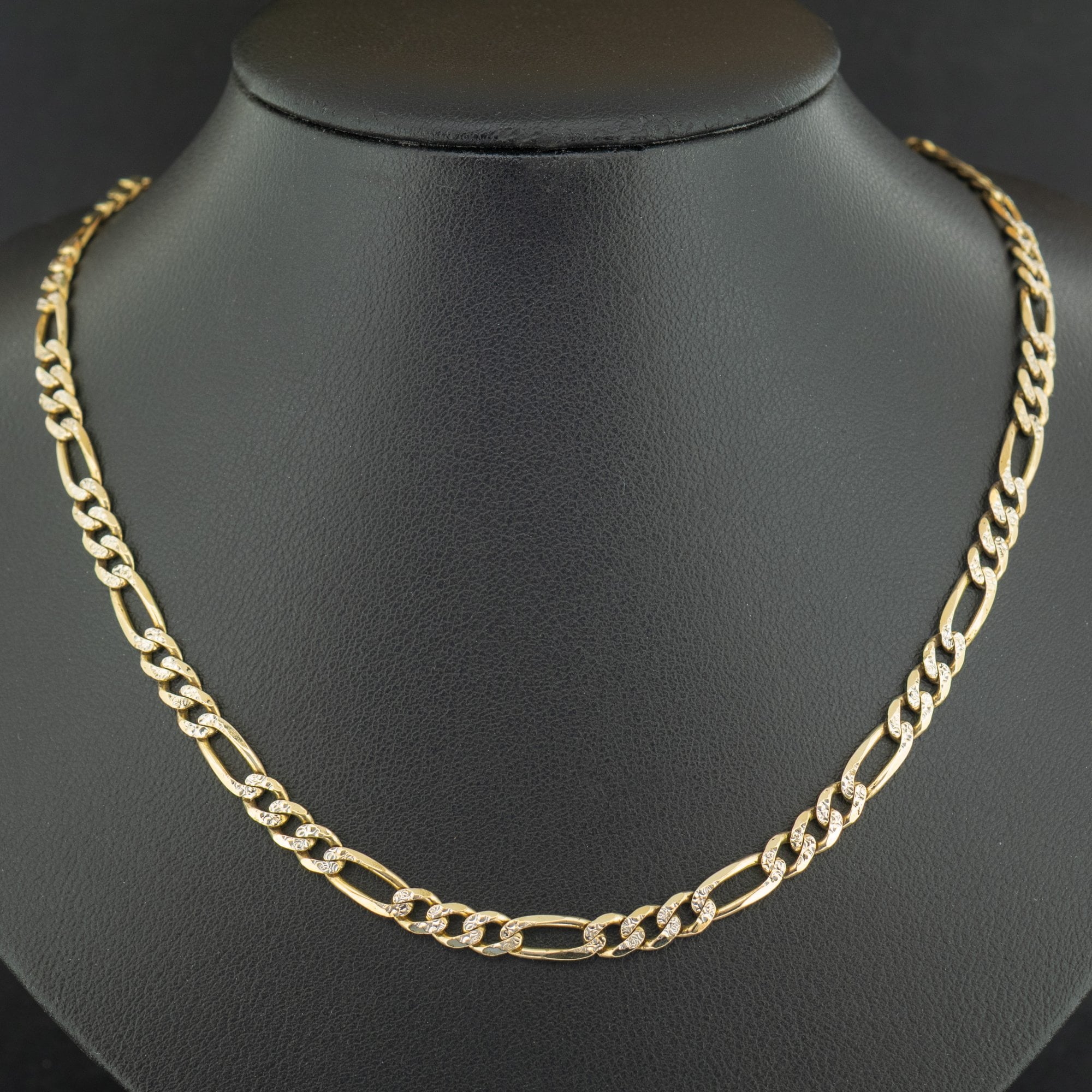 9ct Yellow Gold Patterned 22 Inch Figaro Chain Necklace 15g