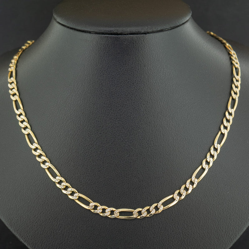 9ct Yellow Gold Patterned 22 Inch Figaro Chain Necklace 15g