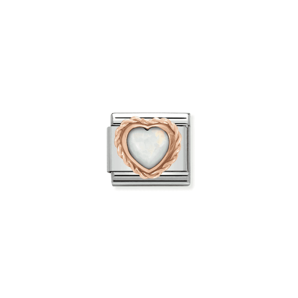 Composable Link, Heart in White Opal
