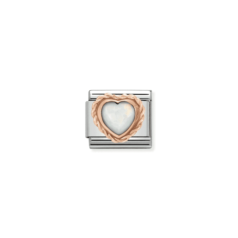 Composable Link, Heart in White Opal