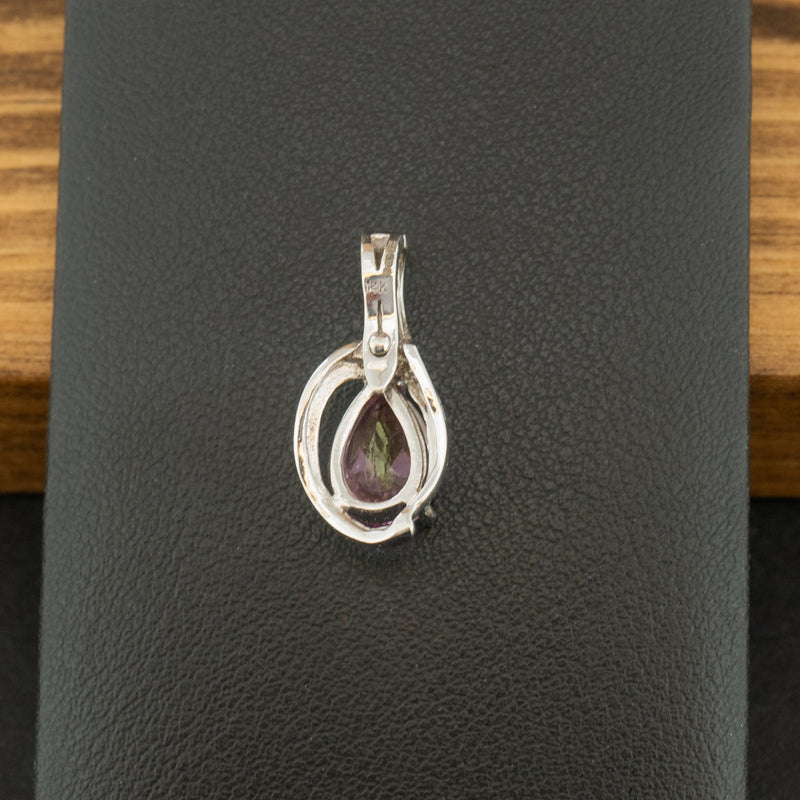 14ct White Gold Pink Stone Pendant 2.4g
