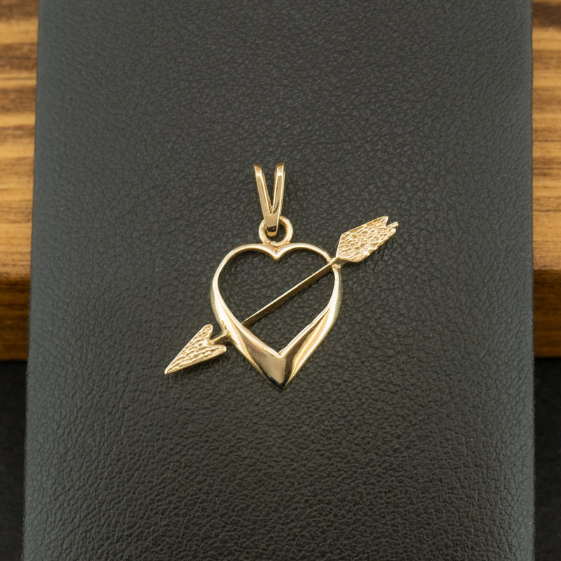 9ct Yellow Gold Cupid Heart Pendant 0.8g