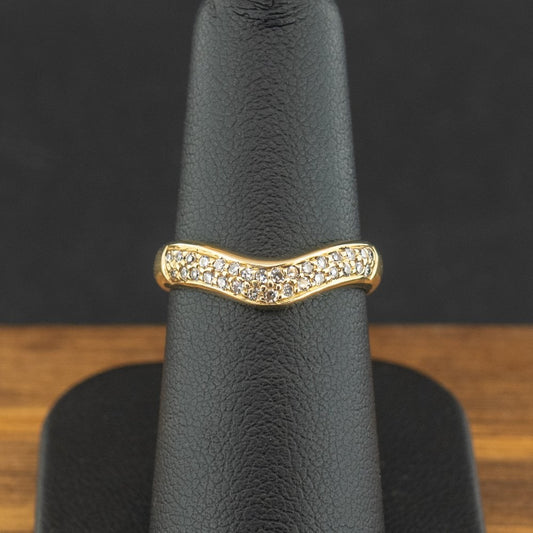18ct Yellow Gold Diamond Wishbone Ring Size L 3.1g