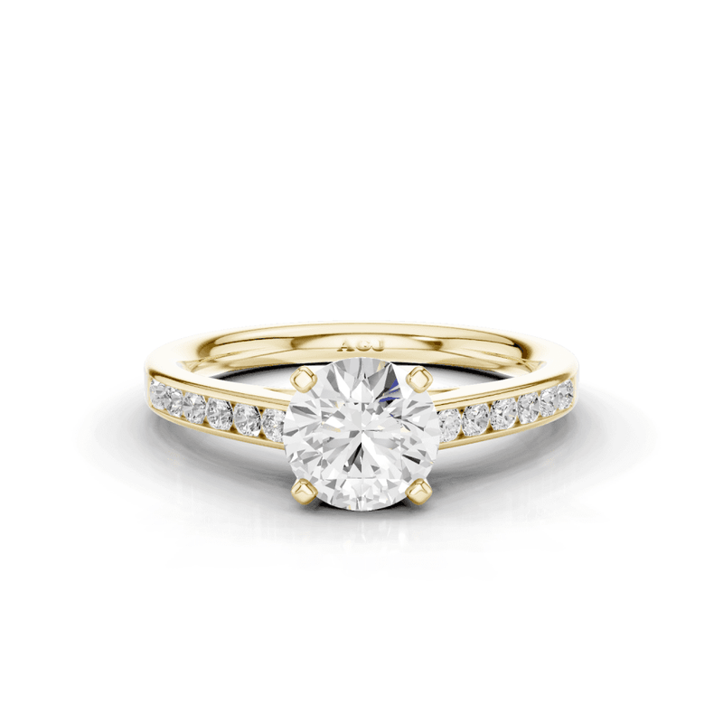 Anemone Round Cut Diamond Accent Ring