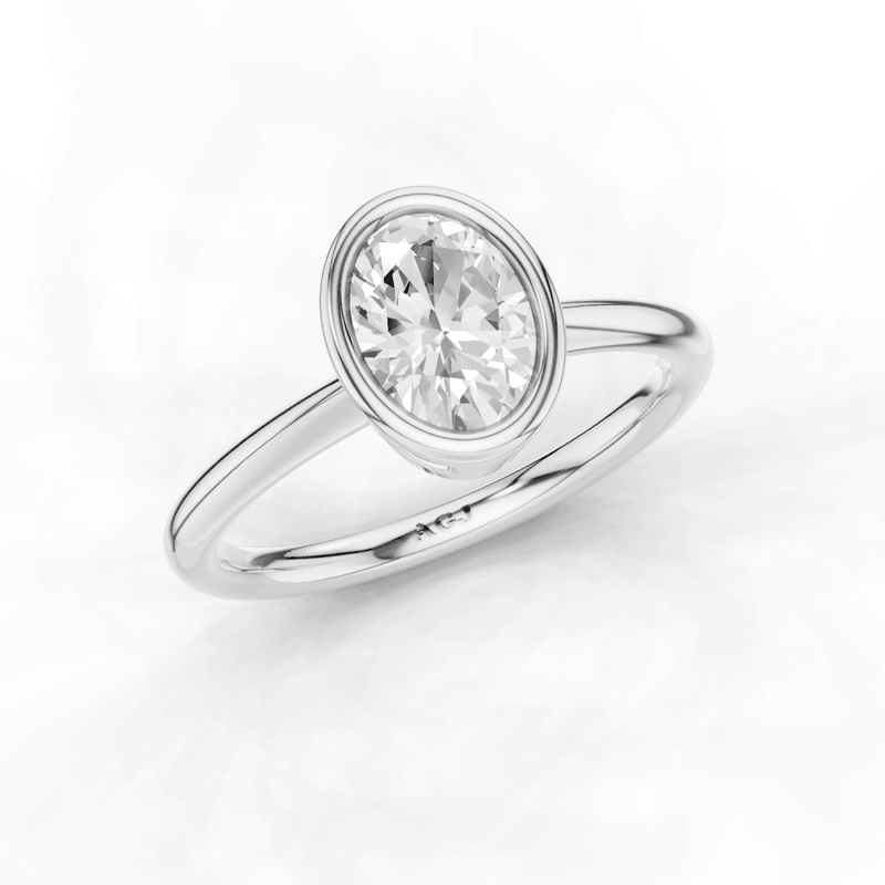 Sage Oval Cut Diamond Rubover Solitaire Ring