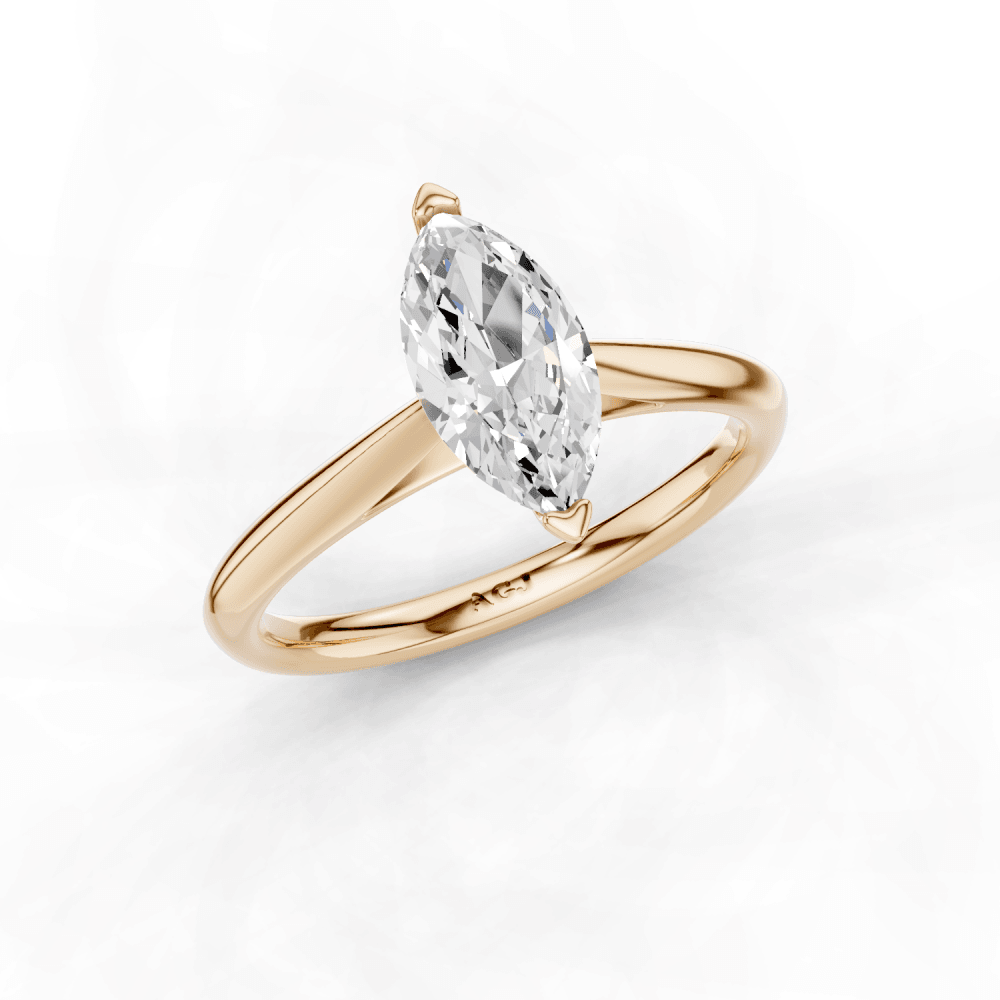 Camellia Marquise Cut Diamond Solitaire Ring With Hidden Stone