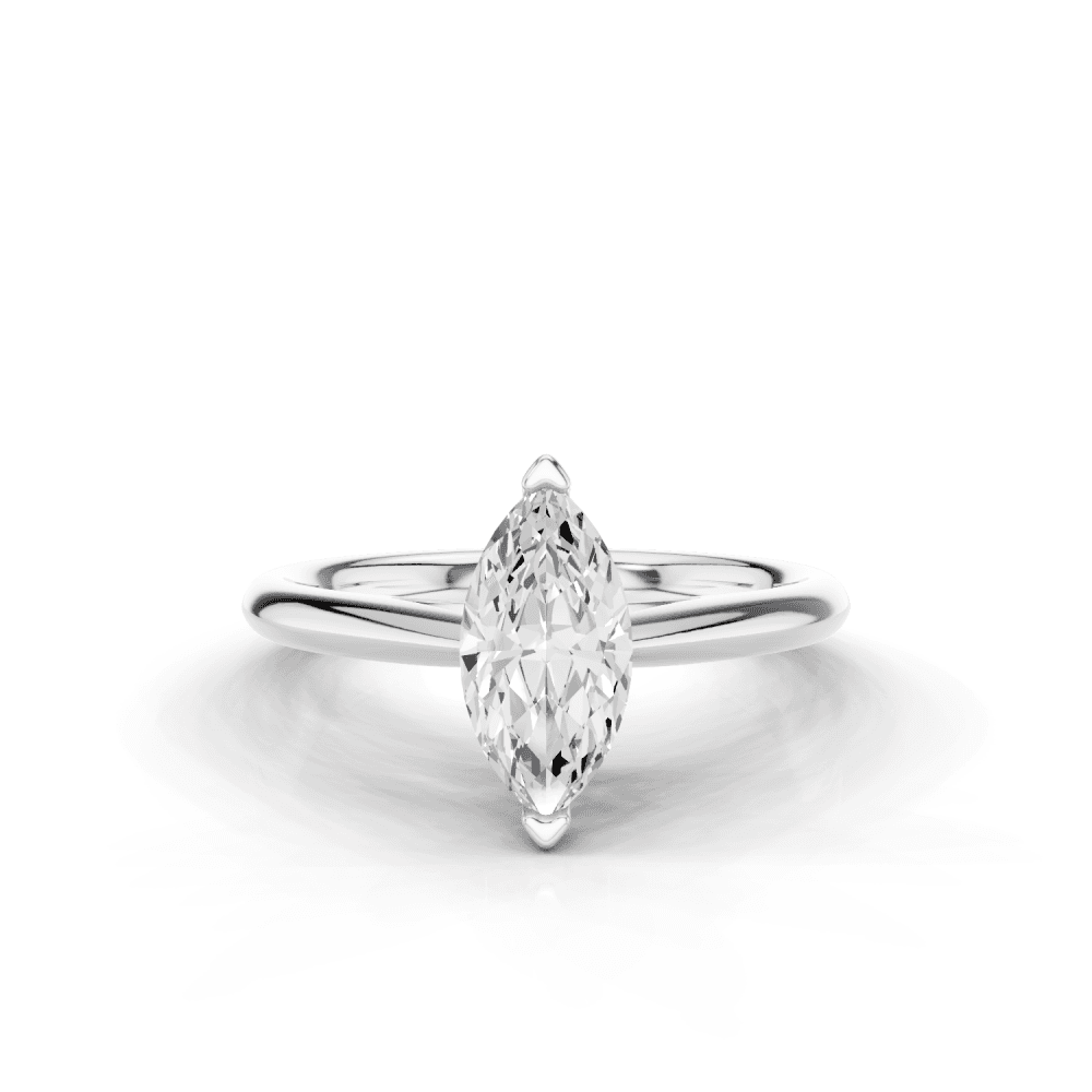 Camellia Marquise Cut Diamond Solitaire Ring With Hidden Stone