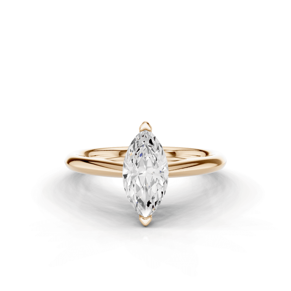 Camellia Marquise Cut Diamond Solitaire Ring With Hidden Stone