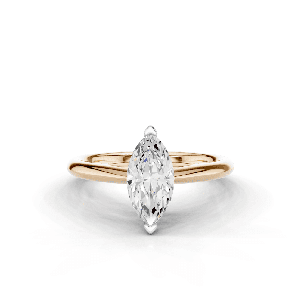 Camellia Marquise Cut Diamond Solitaire Ring With Hidden Stone