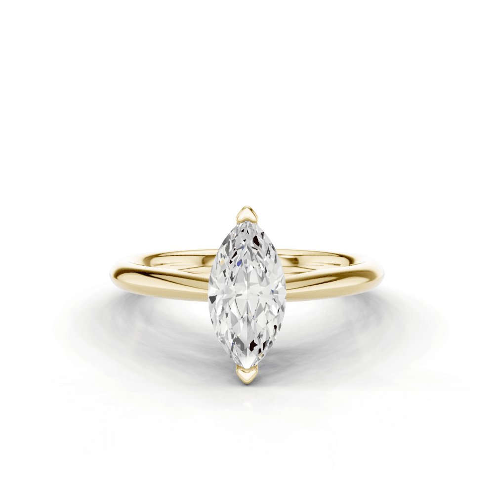 Camellia Marquise Cut Diamond Solitaire Ring With Hidden Stone