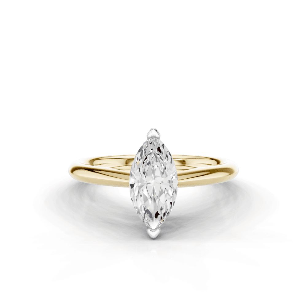 Camellia Marquise Cut Diamond Solitaire Ring With Hidden Stone