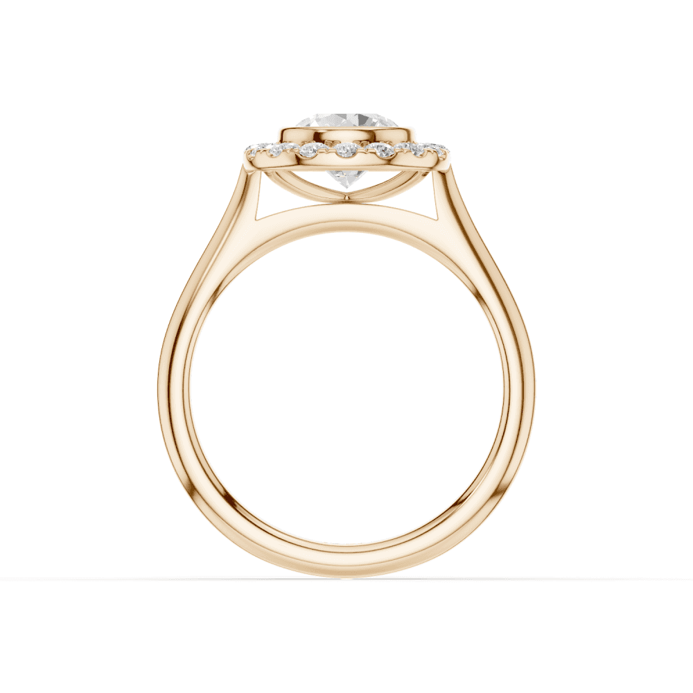 Caladium Round Cut Floral Diamond Halo Ring