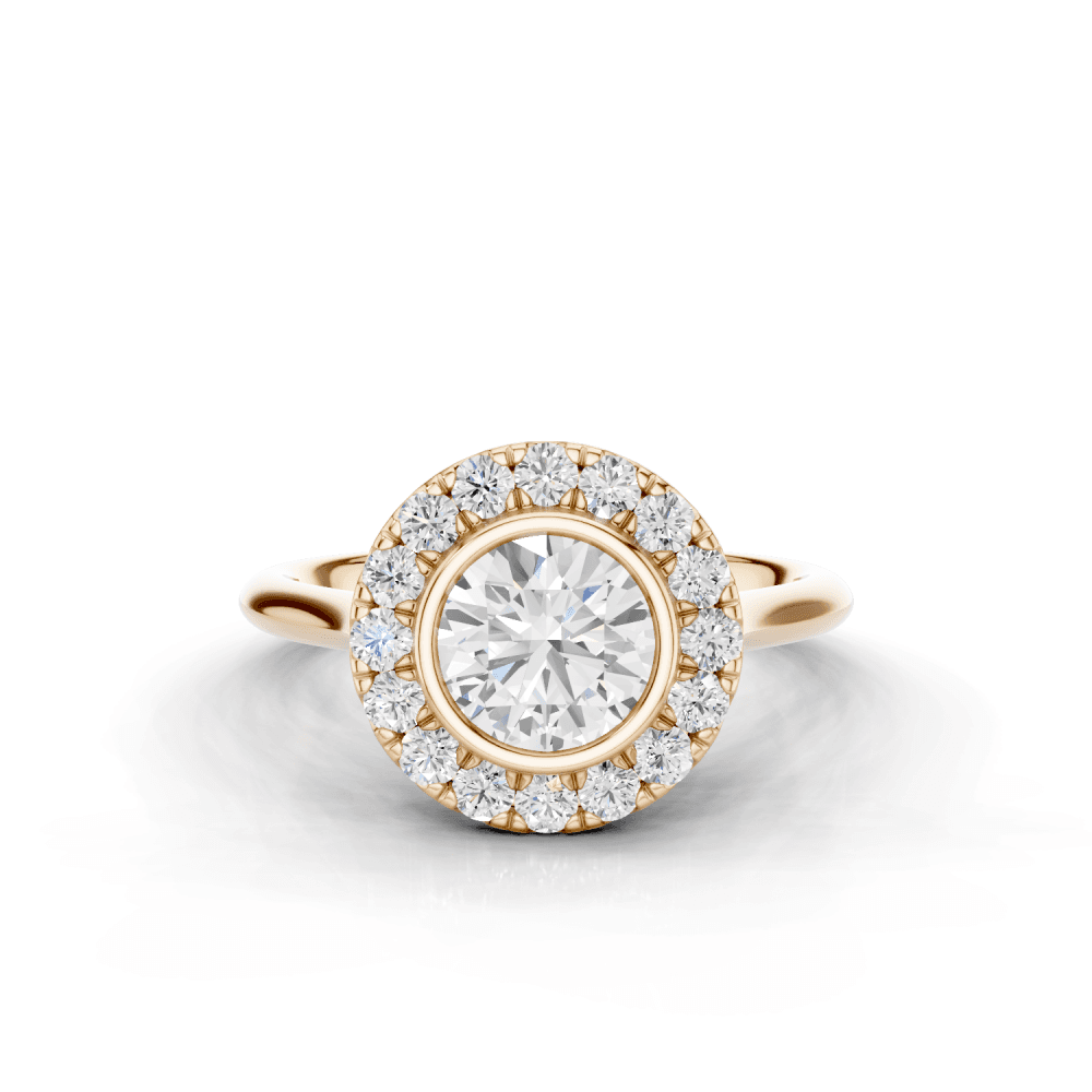 Caladium Round Cut Floral Diamond Halo Ring
